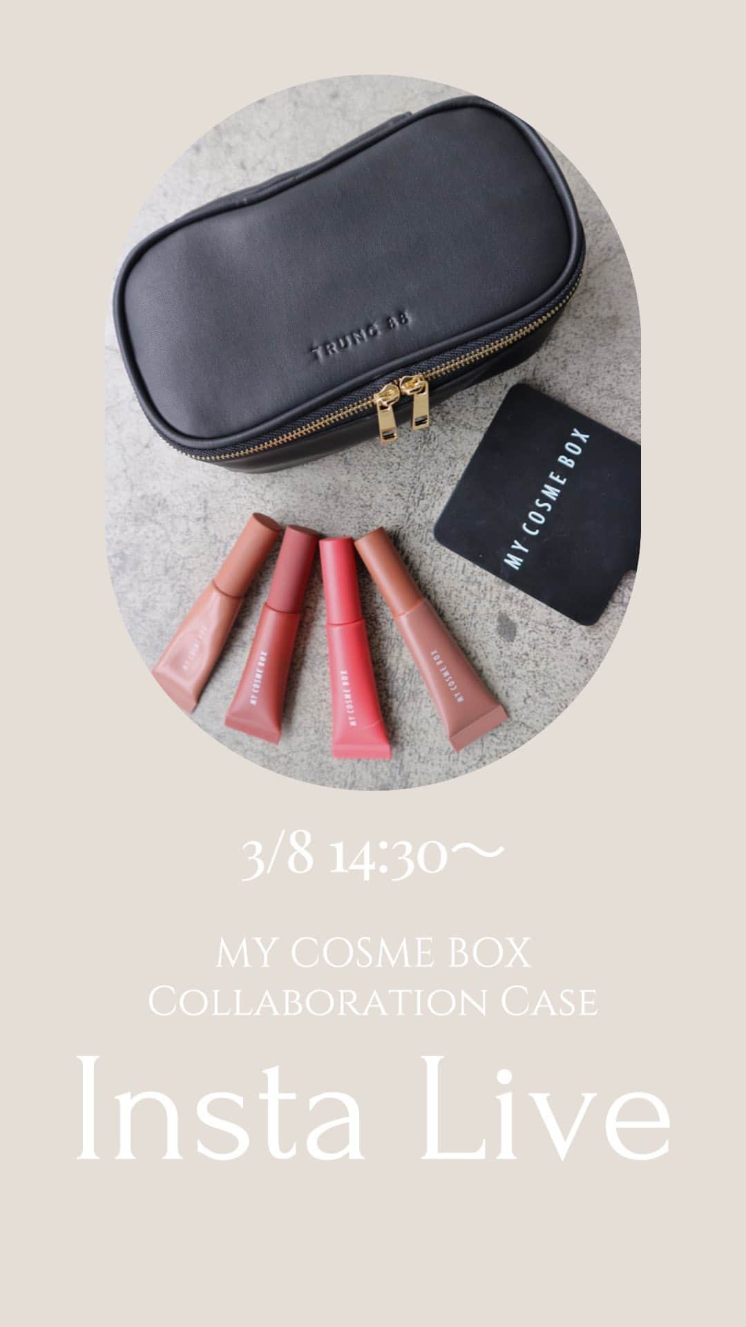 佐野真依子のインスタグラム：「MY COSME BOX Collaboration Caseご紹介ライブ✔️ 本日3/8 21:00〜是非チェックしてみて下さい✔️✨💋 @mycosmebox_official  #trunc88」