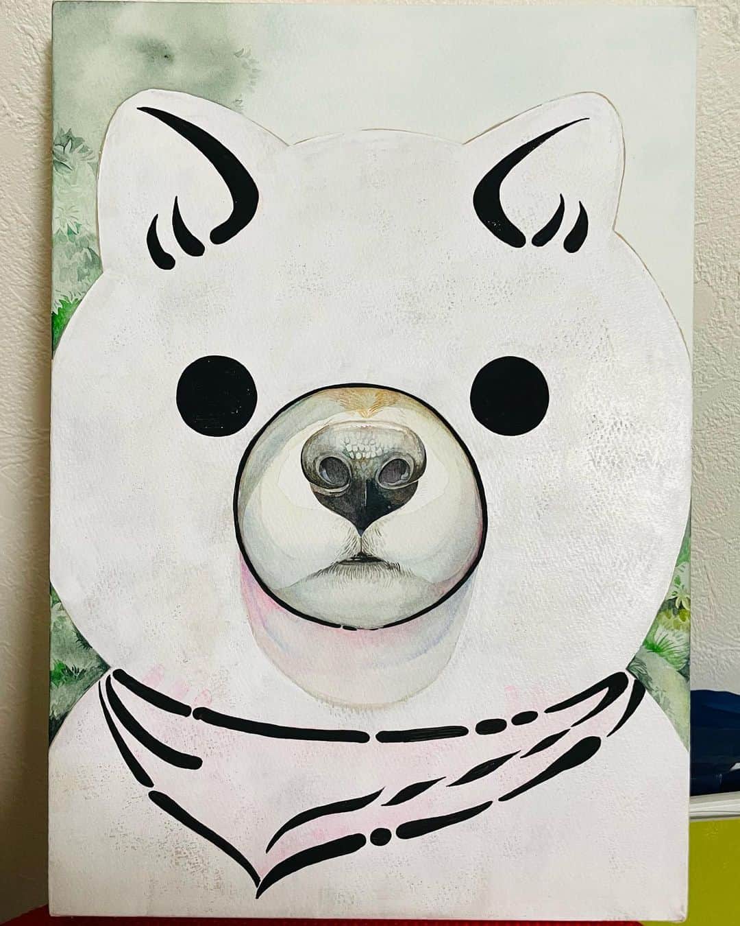 山川あかねさんのインスタグラム写真 - (山川あかねInstagram)「顔はめパネルしば犬。   #水彩  #watercolor  #イラスト #illustration  #アクリル画  #dog #しば犬  #顔はめパネル」3月9日 7時35分 - dummpuppe