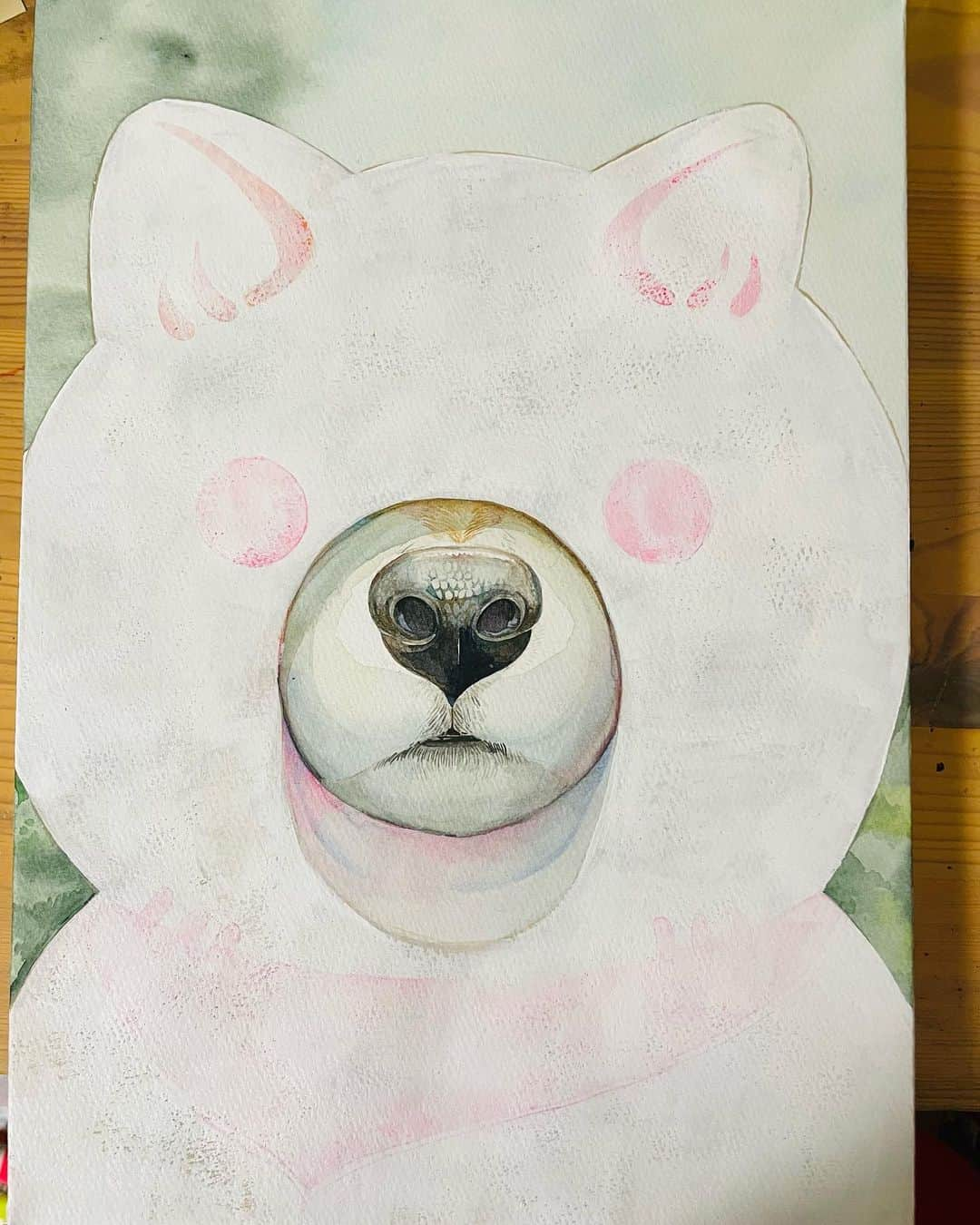 山川あかねさんのインスタグラム写真 - (山川あかねInstagram)「顔はめパネルしば犬。   #水彩  #watercolor  #イラスト #illustration  #アクリル画  #dog #しば犬  #顔はめパネル」3月9日 7時35分 - dummpuppe