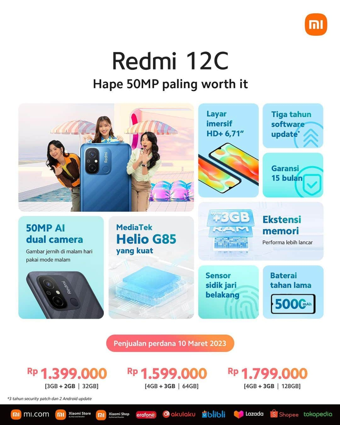 シャニア・グラシアさんのインスタグラム写真 - (シャニア・グラシアInstagram)「Hari ini Redmi 12C udah resmi hadir di Indonesia! 🥳 HP paling worth it buat kamu yang suka foto-foto seru, batre tahan lama, dan performa serba set sat set! Redmi 12C siap kamu beli BESOK! Siap-siap pantengin @xiaomi.indonesia dan kembaran sama aku yuk! 🫶🏻 #HapePalingWorthIt #Redmi12C」3月9日 17時16分 - jkt48gracia