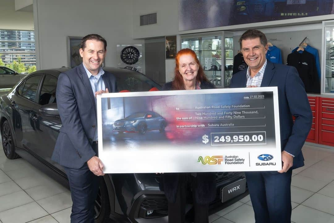 Subaru Australiaさんのインスタグラム写真 - (Subaru AustraliaInstagram)「Subaru Australia in partnership with the Australian Road Safety Foundation are thrilled to announce the winner of a brand new 2022 WRX AWD RS, and that an incredible $249,950 has been raised for the ARSF through their most recent raffle.  Subaru Australia’s Managing Director, Blair Read, and ARSF CEO & Founder, Russell White excitedly handed over the keys to a new WRX AWD RS kitted out with sleek STI accessories to the lucky raffle winner, Christine from Melbourne. Christine said, “I am absolutely over the moon! As a lover of the Subaru brand, it is a true honour to win this car. I am glad to support the ARSF as it is a fantastic foundation, and I think it’s great what they do, particularly for the year 9 students with their Road Set Program.”⁣ Subaru Australia in partnership with the ARSF has raised over $654,000 since the partnership commenced in 2020. ⁣ ⁣  @ausroadsafety」3月9日 14時43分 - subaruaustralia