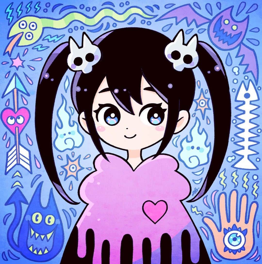 北極まぐのインスタグラム：「わちゃわちゃ/wacha-wacha  #illustration #artwork」