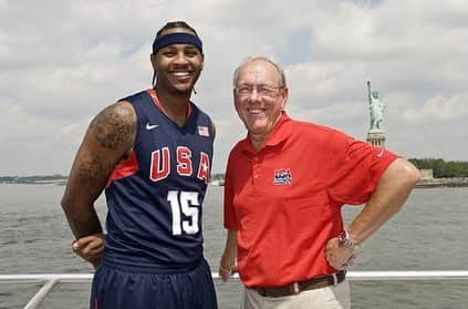 カーメロ・アンソニーのインスタグラム：「Legend. I appreciate everything you’ve done for me and the game, Coach🙏🏾 #cusefamily」