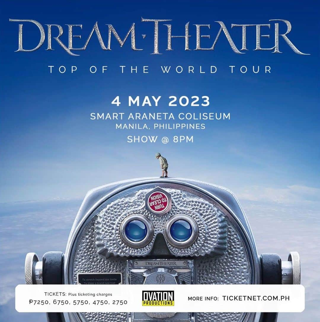 ドリーム・シアターのインスタグラム：「We are so excited to announce that we will be coming to the Philippines 🇵🇭 on 4th May 2023 for a show in Manila! More info/tickets in the link in bio!  #DreamTheater #TopOfTheWorldTour #Manila」