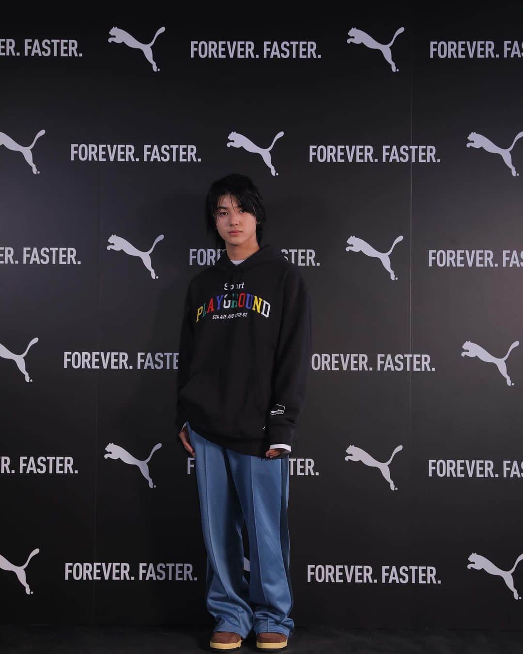 荒木飛羽のインスタグラム：「本日PUMA JAPANさんのイベント「PUMA 75th Anniversary “FOREVER. FASTER.” THE SHOW」にお邪魔させて頂きました。  #foreverfaster  #puma  #プーマ」