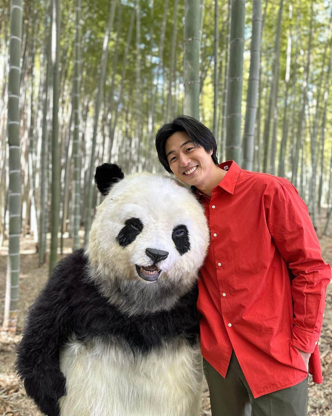 時任勇気のインスタグラム：「日立 企業CM 「Hitachi Social Innovation is POWERING GOOD ‐デジタル編」  今回のお相手はパンダさん🐼 可愛くて終始、和みました😂 表情にも出てるところ含め、是非ご覧ください！ リンクはストーリーズまたはハイライトから👀  @hitachi」