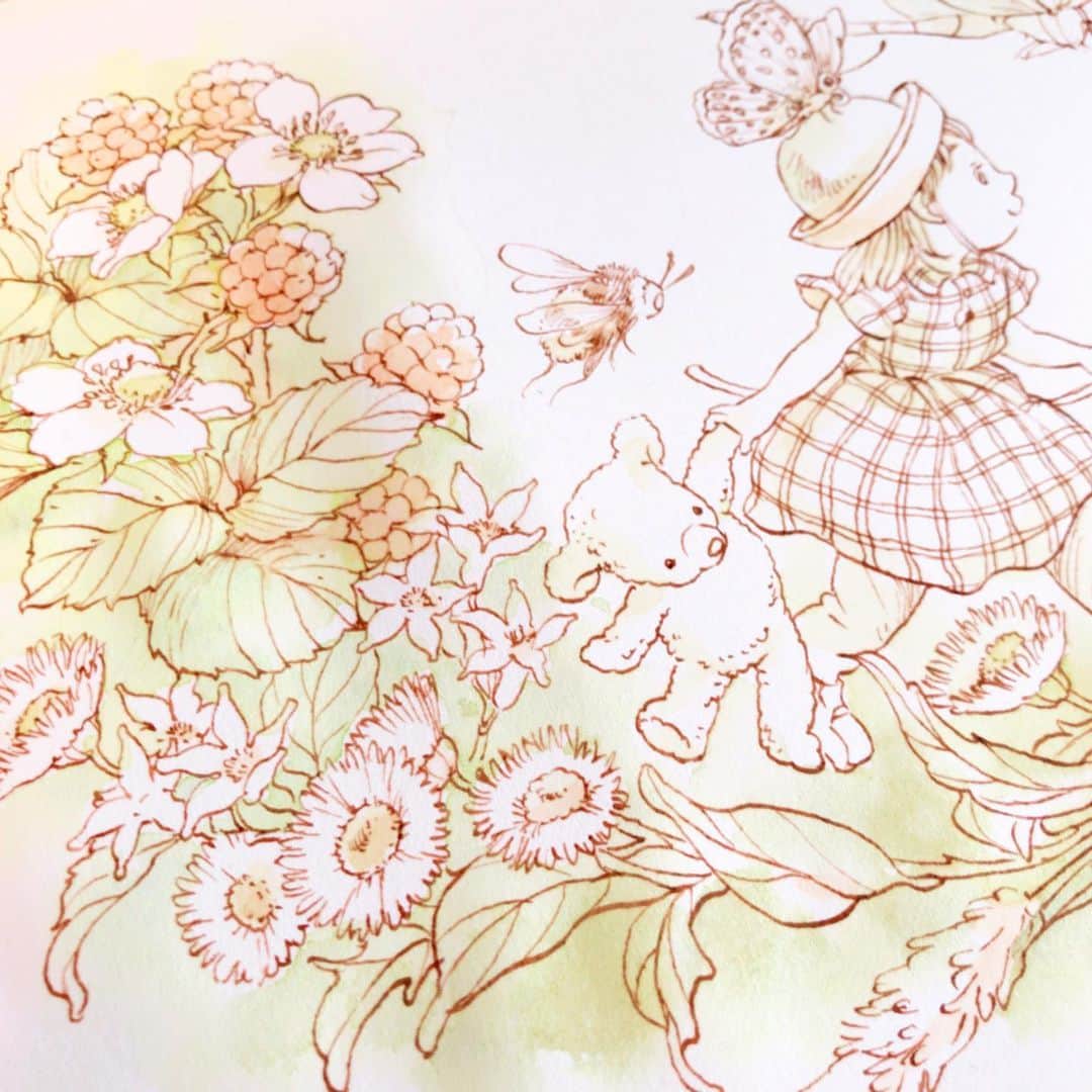 イラストレーター山崎牧子のインスタグラム：「Watercolorpainting🎨  #watercolor#watercolorpainting#illustration#makikoinatome#いなとめまきこ#水彩イラスト#水彩画」