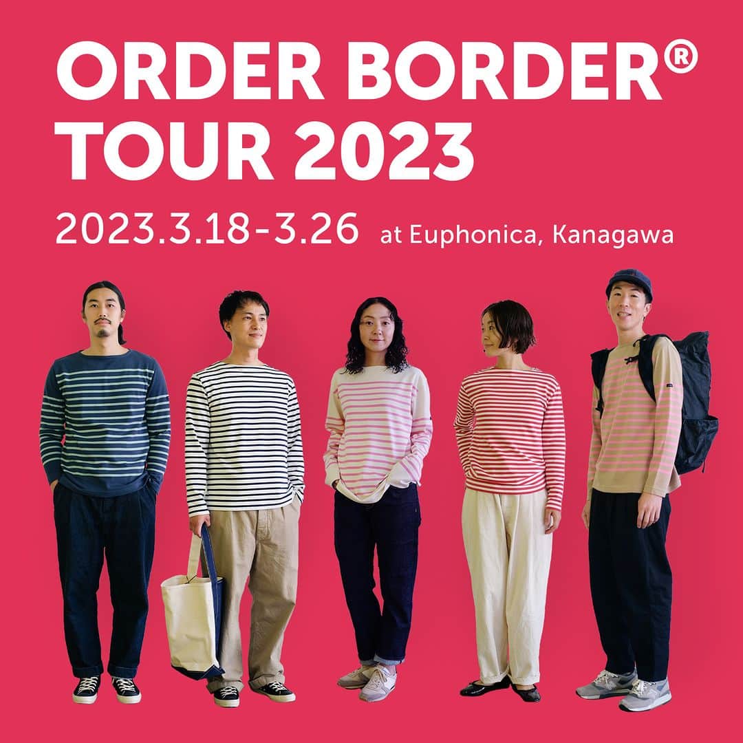 G.F.G.S.のインスタグラム：「ORDER BORDER TOUR 2023  3/18(sat)-3/26(sun) 横浜市のEuphonica(@euphonica_yokohama )さんにて、 ORDER BORDER受注会を開催していただきます。  毎年春に開催してくださる Euphonicaさんでの受注会。 今回の受注会限定モデルとして 3色ボーダーの「3colors」がオーダー可能です。  また、3/18,19の2日間(19日は夕方頃まで)は 3年ぶりに 代表の小栁も店に立ち、 商品やG.F.G.S.についてのご質問・ご相談にお答えします。 お気軽にお声がけください。  事前にHPのカラープレビューで 欲しいline upをあげておくとスムーズです◎ https://www.gfgs.net/shop/  ―――――――――――  Euphonica 〒224-0041  横浜市都筑区仲町台1-33-19 ピアッツァ仲町台ノバA  TEL 045-532-8460 open 12:00～20:00 定休日:水曜日  ※会期中の営業時間や休業日等  詳細は公式HPやSNS等でご確認ください。  ――――――――――― #gfgs #orderborder #euphonica #横浜 #丁寧な暮らし #お気に入り #セレクトショップ #ファッション #オーダー会 #ワードローブ #カスタム #セミオーダー #春服 #買い物 #選ぶ #着心地 #お出かけ #カジュアル #シンプル #カットソー #デイリーウェア #ボーダー #しましま #ボーダートップス」
