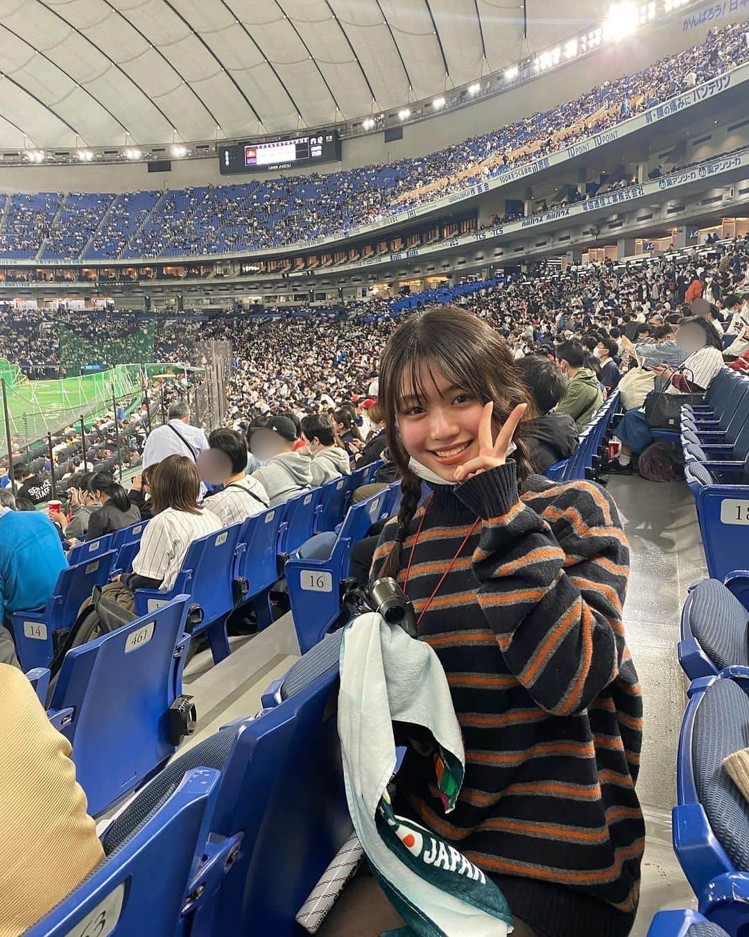 多田成美のインスタグラム：「☺︎ #wbc 中国戦を観戦してきました⚾️ 朝起きてから昨日観に行ったことが夢だったんじゃないかと思うくらい素敵な時間でした！ これからの試合も全力で応援します🇯🇵！  #侍ジャパン」