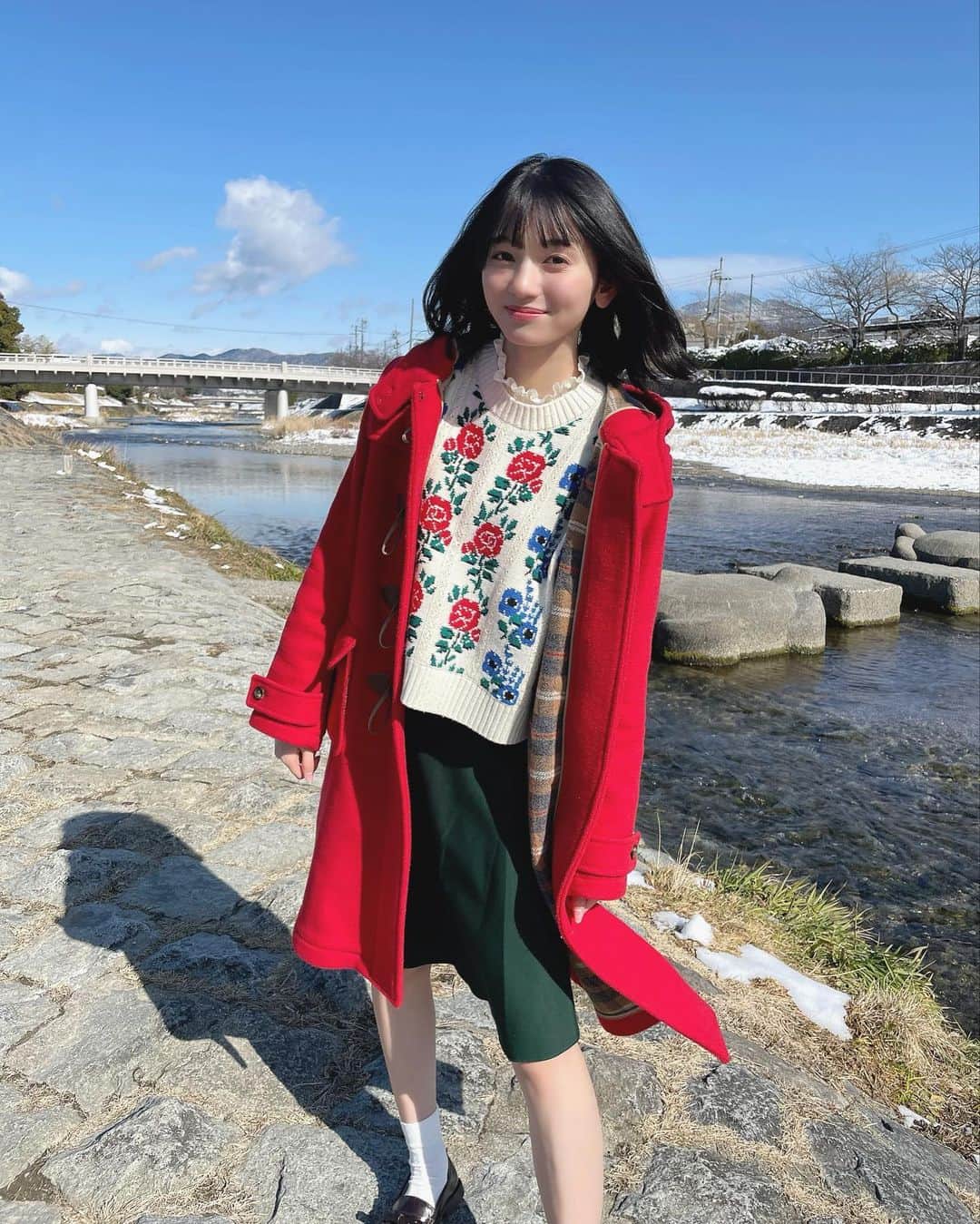 熊澤風花のインスタグラム：「京都で撮影した時の赤いコート衣装が可愛すぎた🍒‪‪❤︎‬」