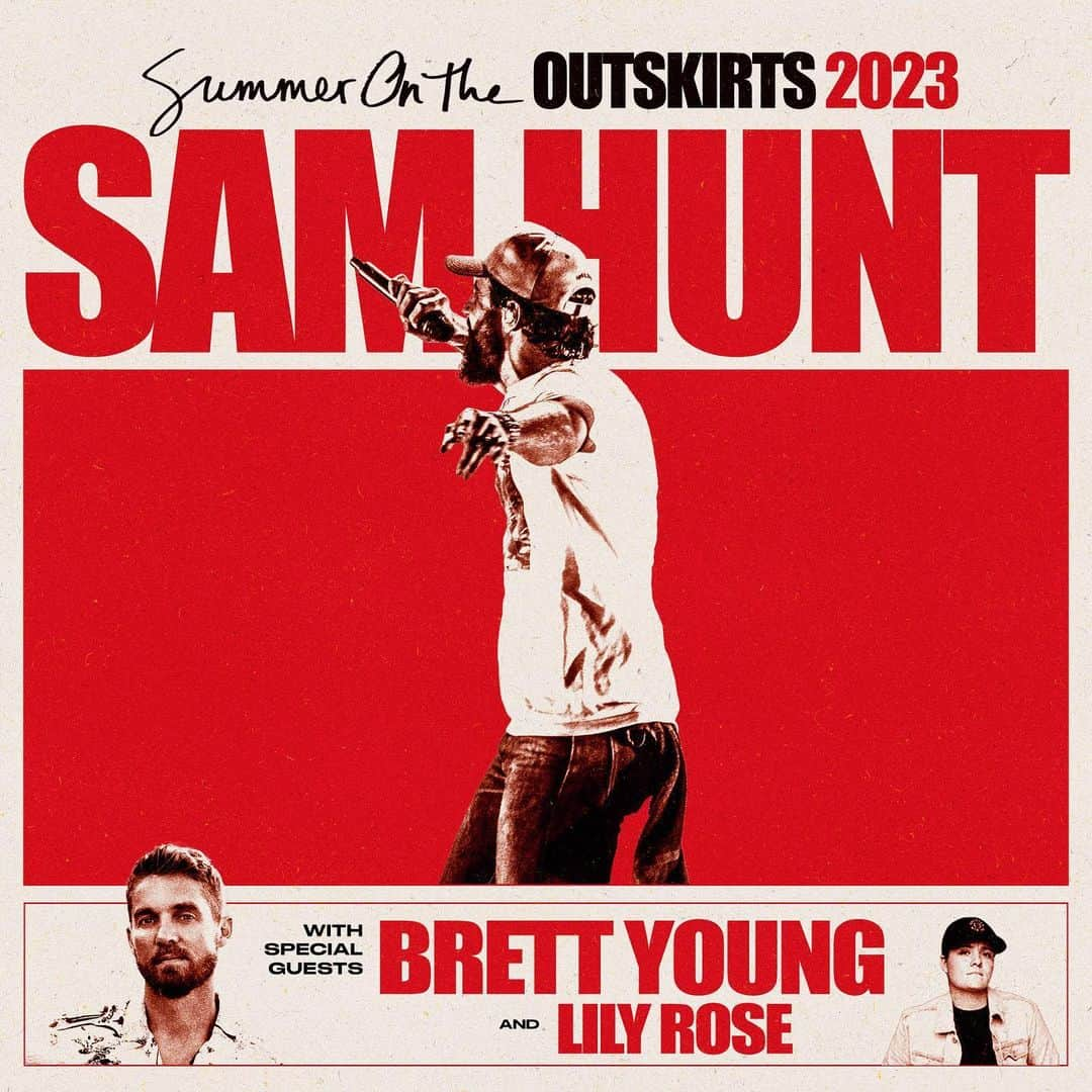 サム・ハントさんのインスタグラム写真 - (サム・ハントInstagram)「Tickets are on sale now. Summer On The Outskirts 2023. Featuring special guests @brettyoungmusic & @lilyrosemusic   Visit Samhunt.com for tickets and VIP packages.  #Outskirts2023」3月11日 3時01分 - samhuntmusic