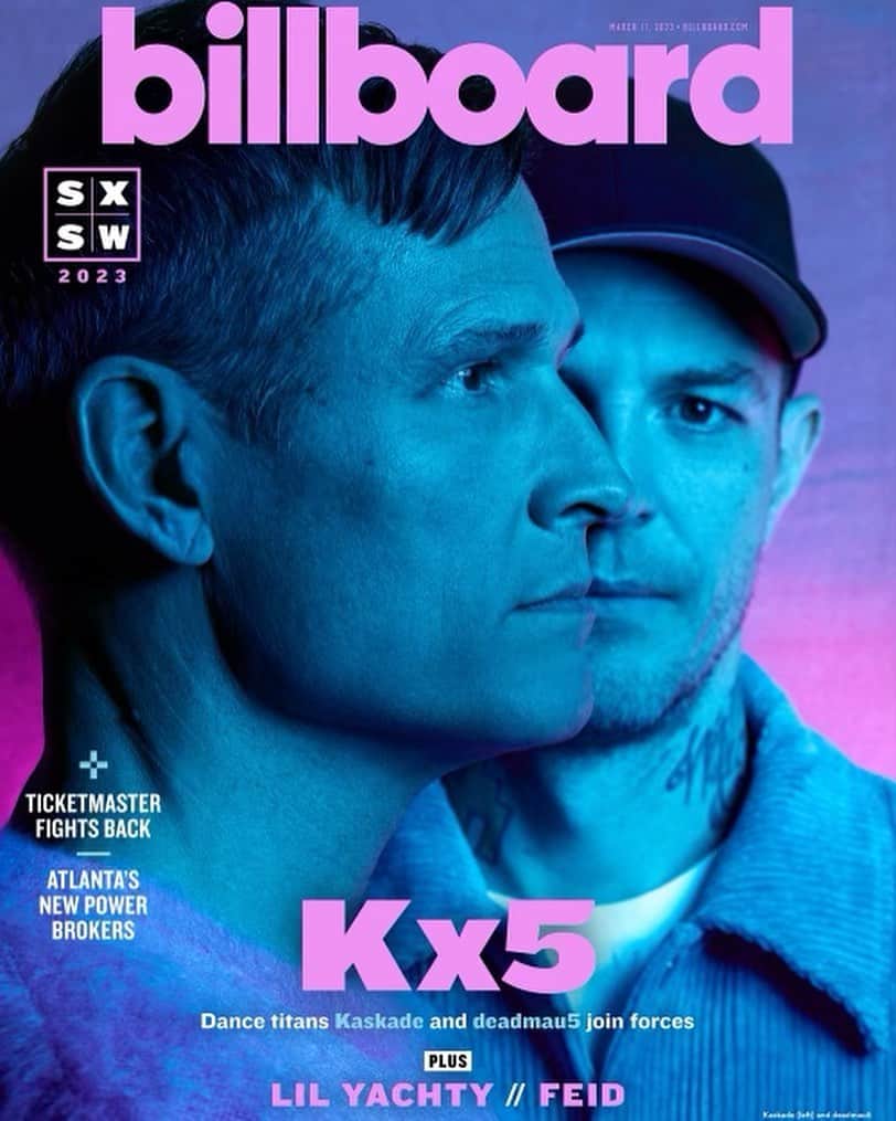 カスケイドのインスタグラム：「Honored to be on the cover of @billboard magazine with my friend @deadmau5  as @kx5official  🔗 to full story in bio 💥💥💥💥💥 Photographer: Austin Hargrave @austinhargrave Stylist: Karen Levitt @karenlevittstylist Groomer: Christina Guerra @christinaguerra Writer: Katie Bain @bainofyrexstnce」