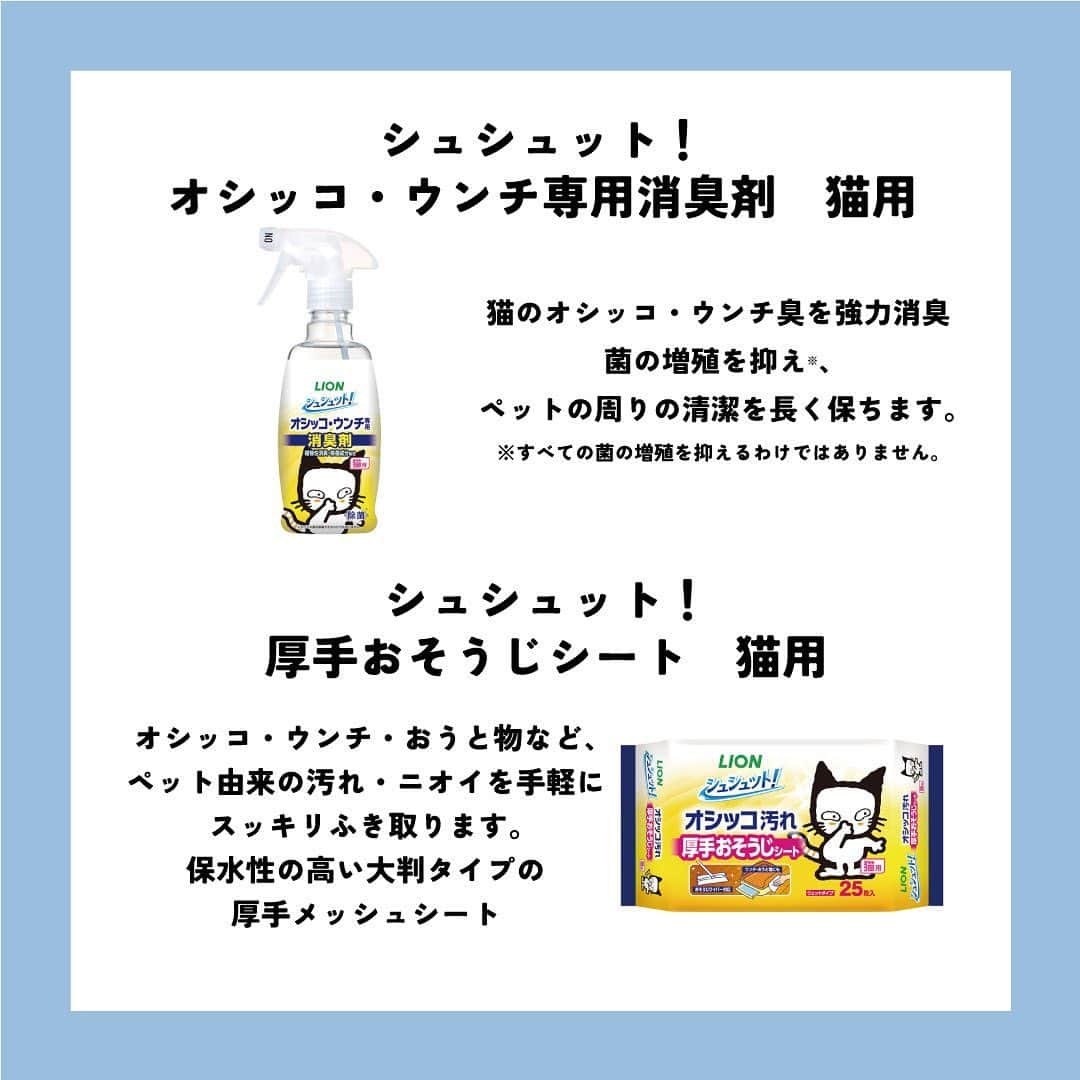 ライオン商事株式会社さんのインスタグラム写真 - (ライオン商事株式会社Instagram)「＼一緒に考えよう❗️猫の防災対策🐈／  災害への備えが必要なのは、人間も猫も同じです。 フードや水、猫砂やトイレ用品、衛生グッズなどは、 普段から多めにストックし、１つ使ったら買い足すようにしておくと安心。  いつ起こるかわからない災害に備えて、ヒトだけでなく愛猫のための防災グッズや避難方法についても見直しておきましょう。👀  ※この投稿は、環境省の『災害、あなたとペットは大丈夫？人とペットの災害対策ガイドライン＜一般飼い主編＞』を参考引用して作成しています。 出典：環境省ホームページ（https://www.env.go.jp/）  ■備えておきたい愛猫の防災グッズ 一般的に3日～5日以上の避難生活に備えることが求められていますので、 愛猫と避難する場合でも、この期間を想定して準備しましょう。  ■同行避難と同伴避難 ペットを連れて避難するには同行（どうこう）避難と同伴（どうはん）避難があります。 飼い主さんは、事前に近隣の避難先にペットの受け入れ体制がある#ぼうさいかを調べたり、 避難生活で発生するペットの問題に自分のペットが対応できるかを確認しておきましょう。  ■避難時のトラブルを防ぐために 平常時から下記のことを済ませておきましょう ・ケージや家具は固定し、落下や転倒を防止する ・ゲージやキャリーバッグに慣れさせておく ・各種ワクチンの接種 ・ノミ・マダニなどの寄生虫の駆除・予防 ・首輪と迷子札、マイクロチップの装着　など  ■急に預ける場合にも備える 災害時だけでなく、飼い主さんの急病時や入院時に 愛猫のお世話ができなくなる場合にも備えることも必要です。 すぐに愛猫を預けることができるように、知人や動物病院などへの預け先を確保しておきましょう。  しっかりと備えておくことで、 いざという際に速やかに、 落ち着いて行動することができます😌  愛猫をどのように守り避難させるか、 非常用持ち出し袋や備蓄物資などについて 日頃から家族と相談し、災害に備えておくことが重要です。  この機会に、ご家庭の愛猫の防災対策を見直してみませんか？☘️🐱  #猫 #防災対策 #ペット防災 #防災 #防災リュック #3月11日 #猫のいる暮らし #猫好きさんと繋がりたい #ねこ #ねこすたぐらむ #ねこのいる生活 #ねこ部 #ネコ #保護猫 #保護猫と暮らす #保護猫出身 #同行避難 #同伴避難 #猫おやつ #猫砂 #猫トイレ #ローリングストック #ニオイをとる砂 #ペットキレイ #シュシュット @lion_pet_cat」3月11日 10時28分 - lion_pet_cat