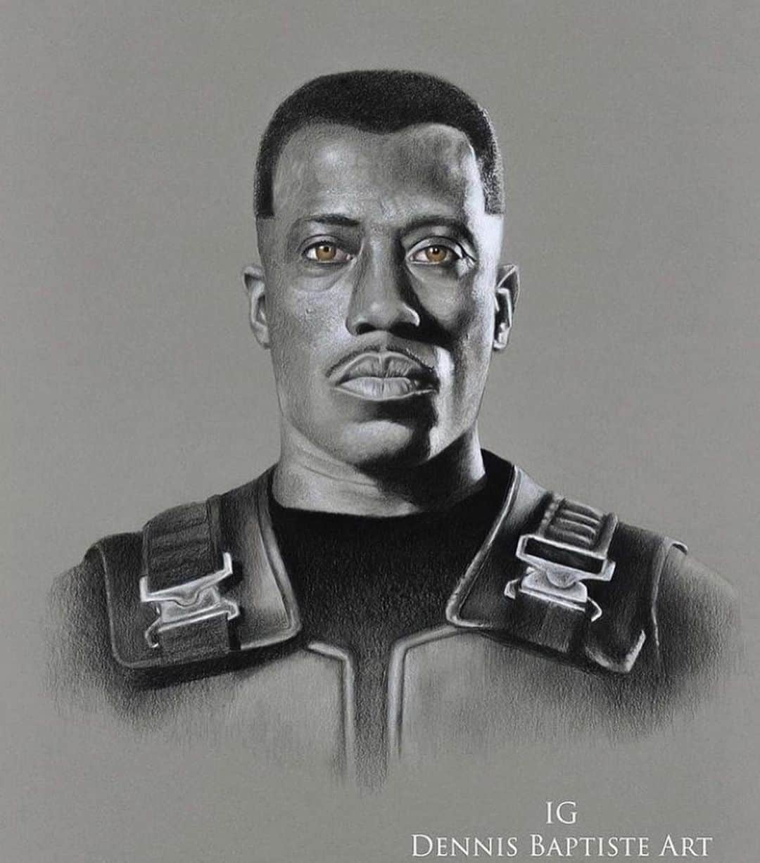 ウェズリー・スナイプスのインスタグラム：「WOW! Beyond Talented 🙏🏿 @dennis.baptiste.art   #BladeApproves #Blade  #artistappreciation #daywalkerklique」