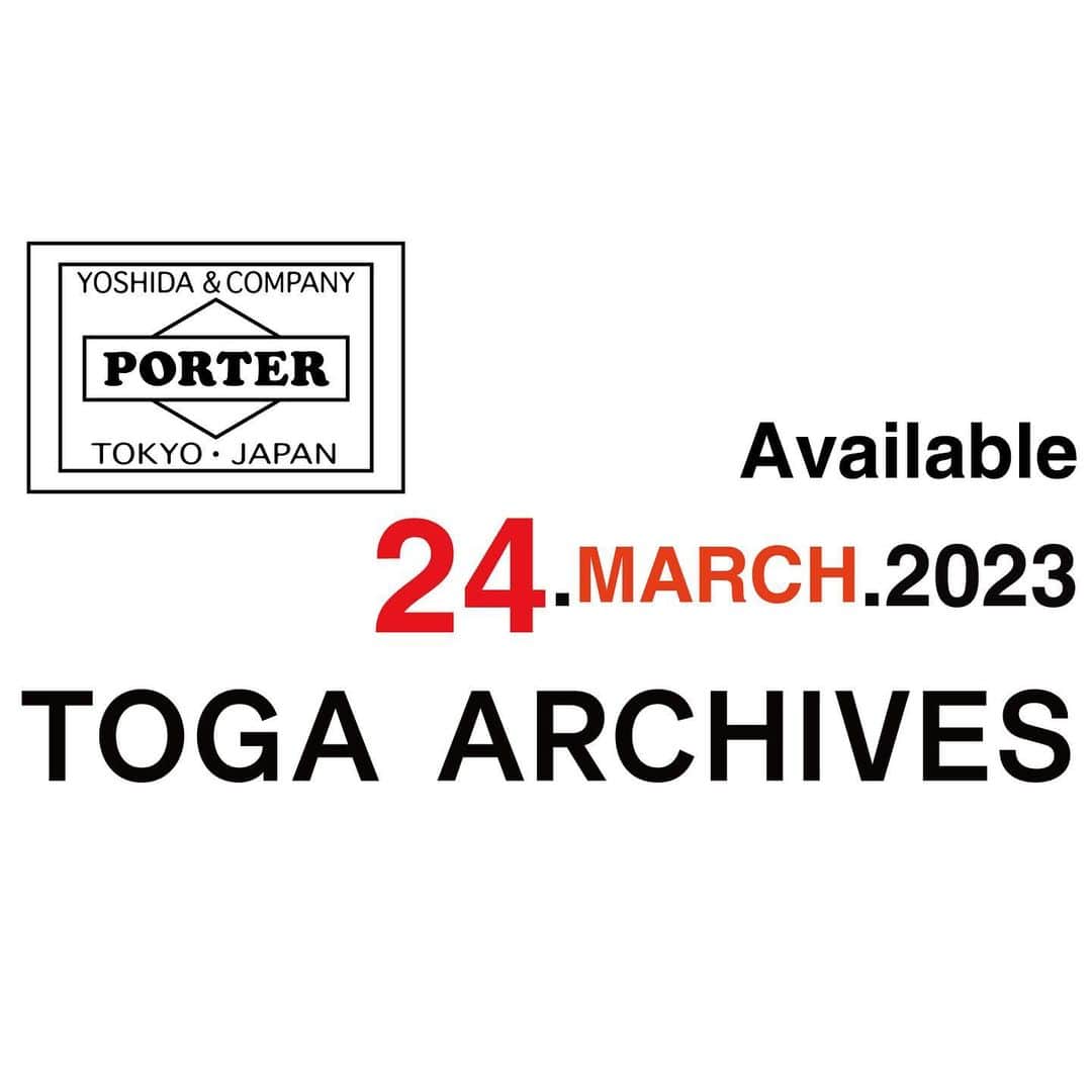 TOGAさんのインスタグラム写真 - (TOGAInstagram)「3月24日(金)よりTOGA各直営店、TOGA ONLINE STOREにて、TOGA × PORTERを発売致します。  TOGA × PORTER will be on sale from Friday 24th March at TOGA STORES and TOGA ONLINE STORE.  @porter_yoshida_co.official  @togaarchives_online   #toga #togaarchives #porter」3月12日 12時36分 - togaarchives