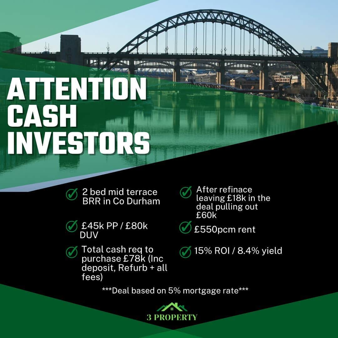 アンディ・キャロルのインスタグラム：「ATTENTION CASH INVESTORS!!   📲Get in touch if your interested in this deal🏡」