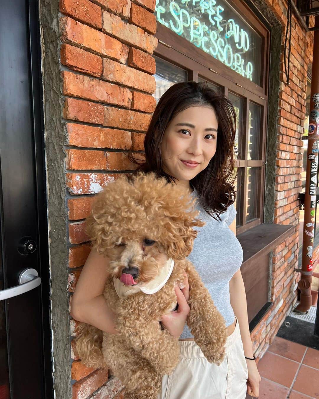 MelonHarunaさんのインスタグラム写真 - (MelonHarunaInstagram)「写真撮ってたらオレも〜🐶って かぼがやってきた📸(ほんと)  tops.bottom @uniqlo_jp  sandal @san_a_snap  笑🩴その辺にめちゃくちゃあるスーパー 島草履しか履いてない😂  現地の人より現地っぽいカッコしてる私😊笑 ここ最近本当にあったかくて海水浴出来る！ 沖縄今最高ですよ❤️‍🔥  #沖縄旅行」3月12日 21時08分 - melon_867