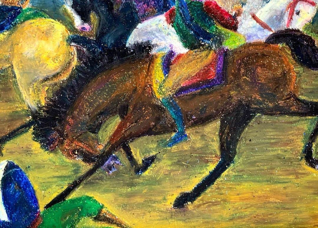 LiLi （矢野り々子）さんのインスタグラム写真 - (LiLi （矢野り々子）Instagram)「闘い battle  lili 16yrs old  #horse #soldier #oilpastel  #art  #drawing  #wbc⚾️ #野球ルールわからない #数字が変わるまで点が入ったってわからない #だからみんなと遅れて喜んでます´･ω･)ﾉ #誰か野球のルール教えてww #侍ジャパン  #矢野り々子」3月12日 22時08分 - liliko.y