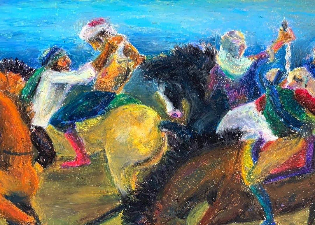 LiLi （矢野り々子）さんのインスタグラム写真 - (LiLi （矢野り々子）Instagram)「闘い battle  lili 16yrs old  #horse #soldier #oilpastel  #art  #drawing  #wbc⚾️ #野球ルールわからない #数字が変わるまで点が入ったってわからない #だからみんなと遅れて喜んでます´･ω･)ﾉ #誰か野球のルール教えてww #侍ジャパン  #矢野り々子」3月12日 22時08分 - liliko.y