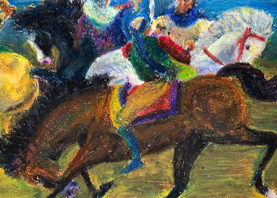 LiLi （矢野り々子）さんのインスタグラム写真 - (LiLi （矢野り々子）Instagram)「闘い battle  lili 16yrs old  #horse #soldier #oilpastel  #art  #drawing  #wbc⚾️ #野球ルールわからない #数字が変わるまで点が入ったってわからない #だからみんなと遅れて喜んでます´･ω･)ﾉ #誰か野球のルール教えてww #侍ジャパン  #矢野り々子」3月12日 22時08分 - liliko.y