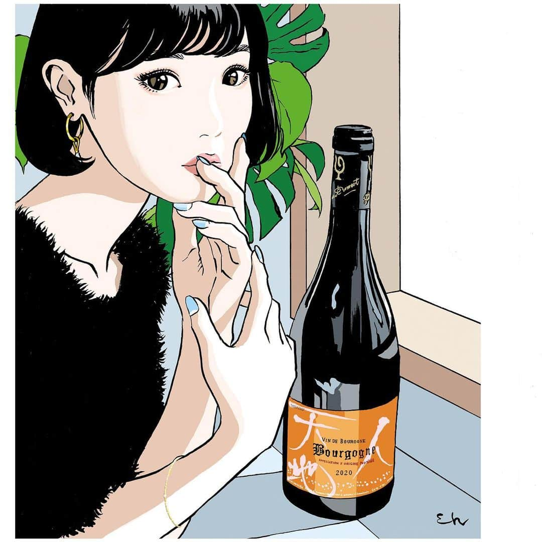 江口寿史のインスタグラム：「Mar.2023 #illustration #artwork #bandedessinee #comicart #realwineguide #ルーデュモン #メゾンルーデュモン #天地人」