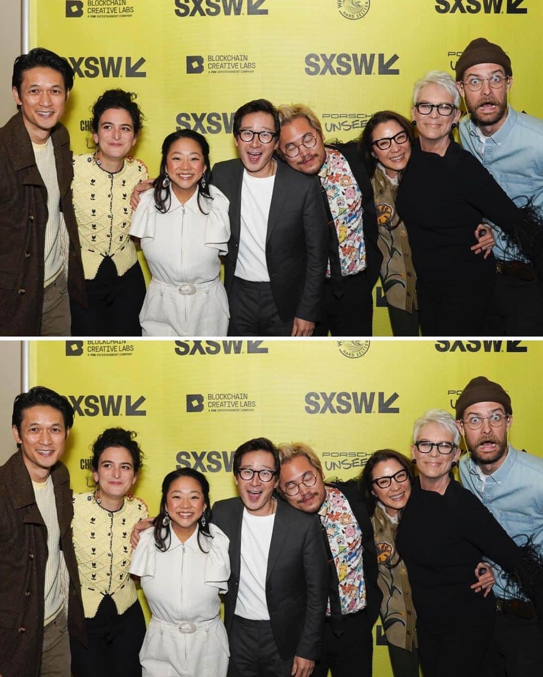 ハリー・シャム・ジュニアのインスタグラム：「Been a year since our movie premiered at @sxsw I like to think that today is the unofficial wrap party for @everythingeverywheremovie since we didn't get a proper one after the movie wrapped on the day the world wide pandemic started. A wrap party at the Oscar's @theacademy Pretty neat. Getting to work alongside with not only some of the most talented folks but THE ABSOLUTE KINDEST HUMANS.  @michelleyeoh_official @kehuyquan @jamieleecurtis @stephaniehsuofficial @thejameshong @jennyslate @talliemedel @brianle_official @andyle_official @dunkwun @wongspelledwang @son_lux @shirleykurata @michellechung13 @hamer_fx @timvswild My heart burst into a puddled mess when I think about these little tiny specs that came together to get us to this place where we get to celebrate movie excellence. But what I really want to celebrate is having a movie like this, made by a group of people that not only care deeply about the work but also how they treat each other, their crew, actors and fans. It starts at the top and proof that you can make a very special movie by being kind, generous and give opportunities to one's who have been on the sidelines for far too long. Whatever the night brings- I'm so damn grateful to be part of this film family. It's an honor to have been on this #EEAAO journey. READY TO PARTY, DANCE AND CELEBRATE ALL THE NOMINEES TONIGHT!!! *the last slide is when we were workshopping Chad’s movement controlled by Raccacoonie 🦝 Photo Credit: @kylechristy」