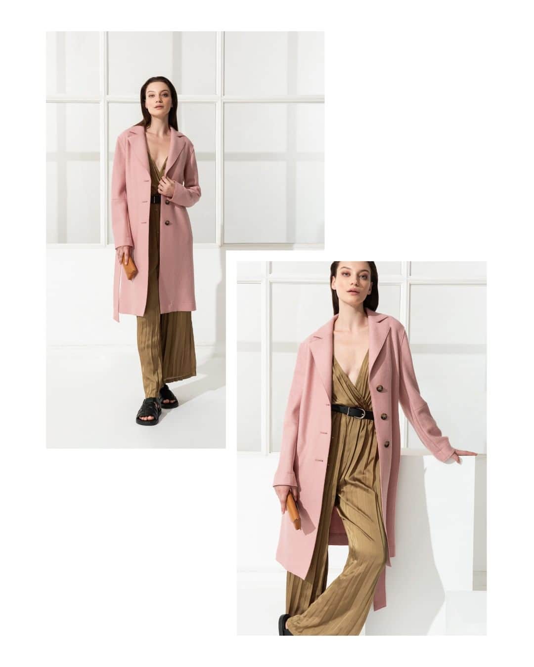 シンツィアロッカのインスタグラム：「Step into the season of celebrations with grace and elegance by choosing our pink spring coat. This exquisite piece is perfectly tailored for any occasion and embodies the timeless charm of this vibrant hue.  Pink selection - link in stories.」