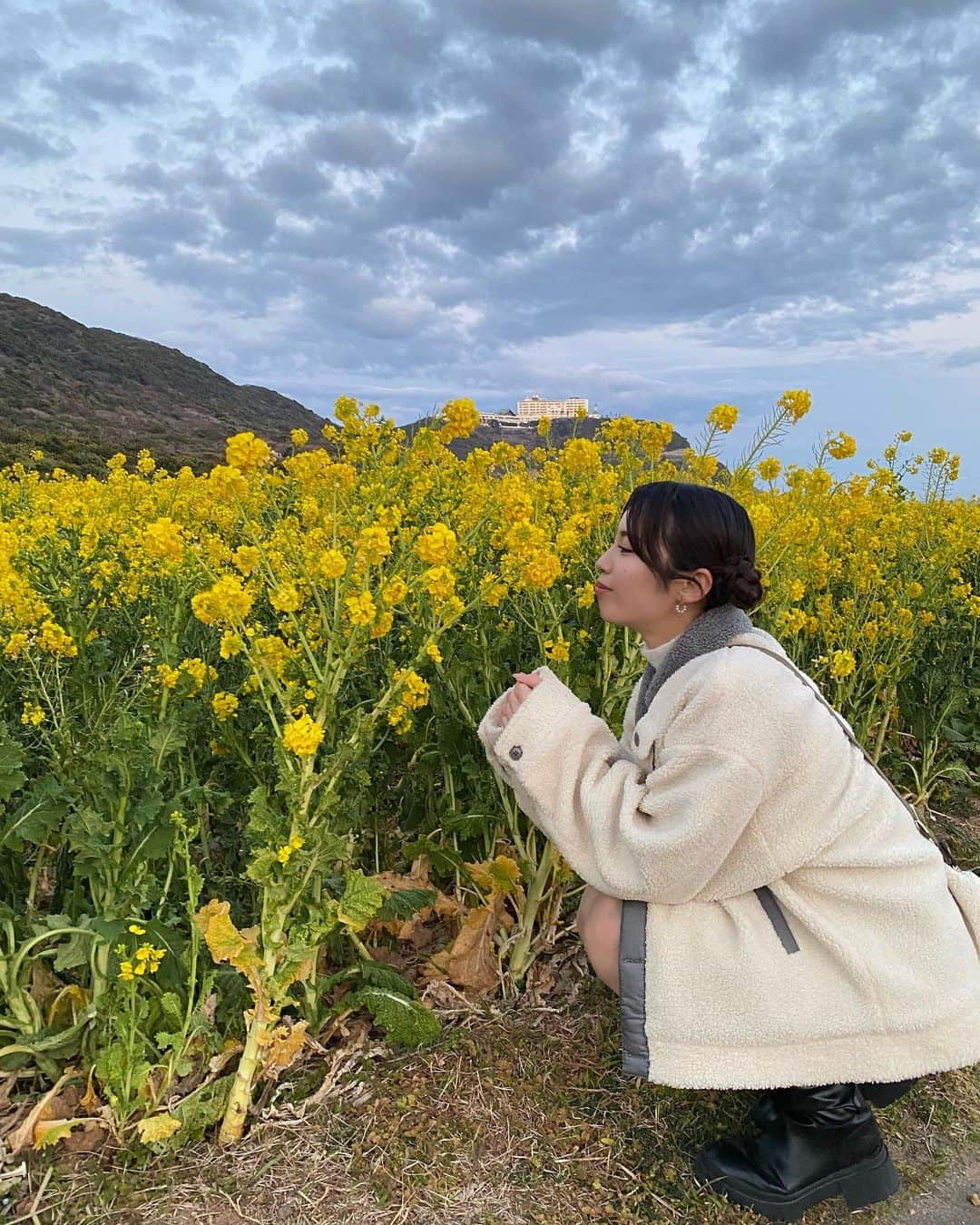 斉藤めぐさんのインスタグラム写真 - (斉藤めぐInstagram)「. . 今度は菜の花畑行きたいなぁ🌼 . #田原 #伊良湖岬 #菜の花 #愛知お出かけ」3月14日 0時10分 - megusaitou