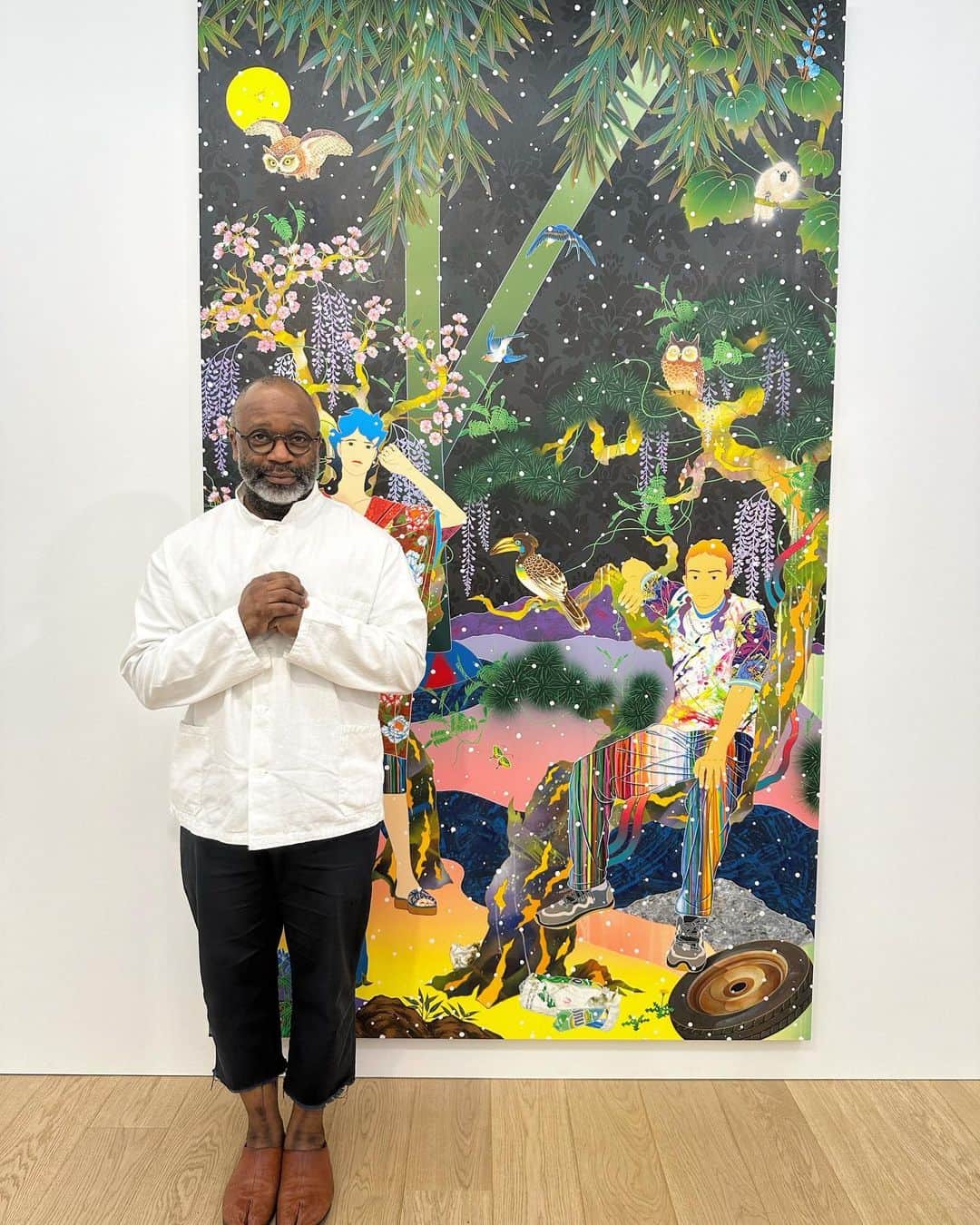 松山智一のインスタグラム：「A true surprise in Tokyo, thanks for making the visit @theastergates , while C town reunion also happened with @carlosrolon @_sayre_gomez_ , All happening at @kotaro_nukaga #chicago #tokyo」