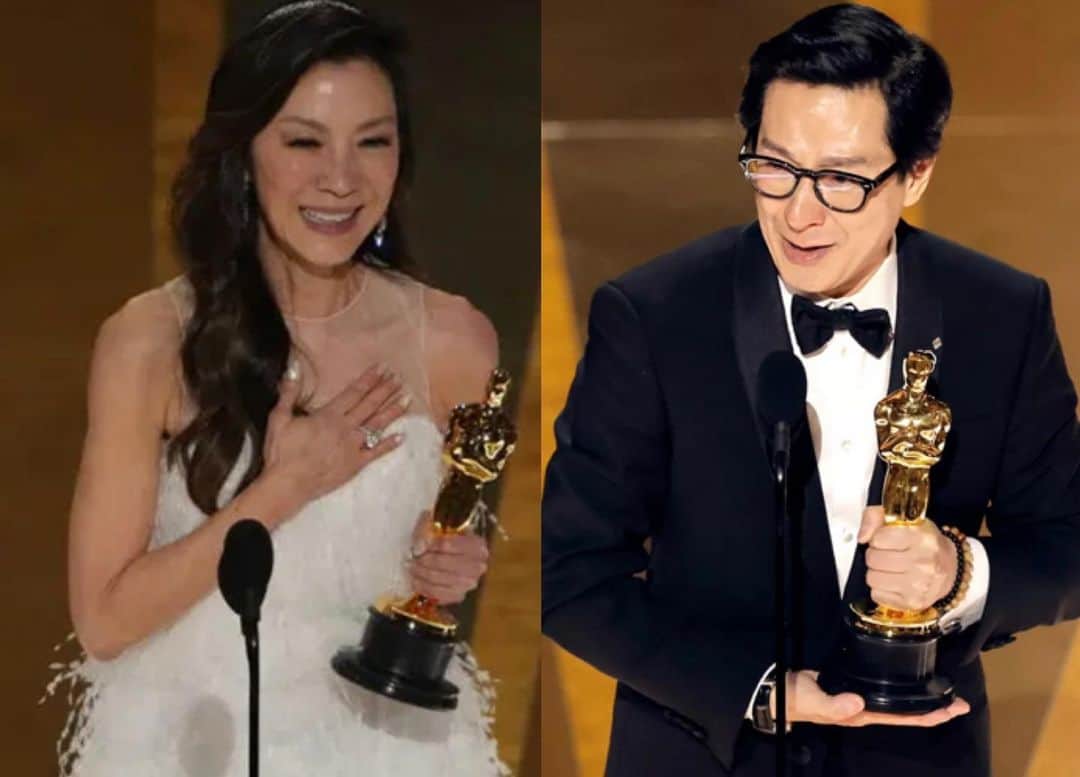 ルーシー・リューのインスタグラム：「Historic night!!! Congratulations Michelle and Ke and all the winners and Nominees! What a phenomenal year being together again in person to share and celebrate so many wonderful stories.   📷: Todd Heisler / Kevin Winter」