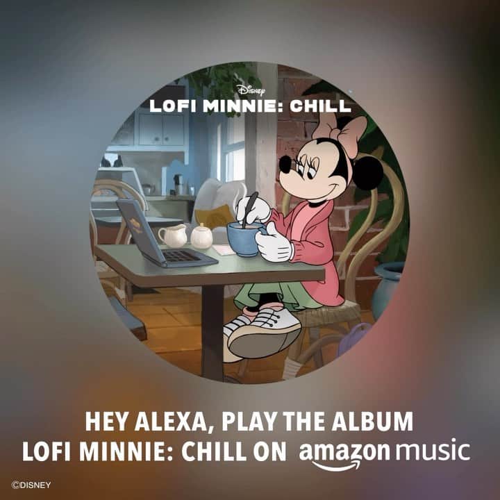 ミニーマウスのインスタグラム：「Get your chill on today. Just say, “Hey Alexa, play the album Lofi Minnie: Chill on Amazon Music!” @amazonmusic x @alexa99 // #LofiMinnieChill」