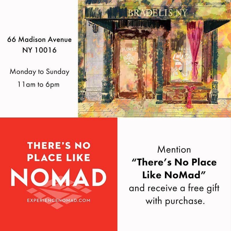 ブラデリスのインスタグラム：「Bradelis has joined the exciting NoMad alliance! @experiencenomad   Offer valid through March 31, 2023  #tnpln #theresnoplacelikenomad #noplacelikenomad #nomadpiazza」