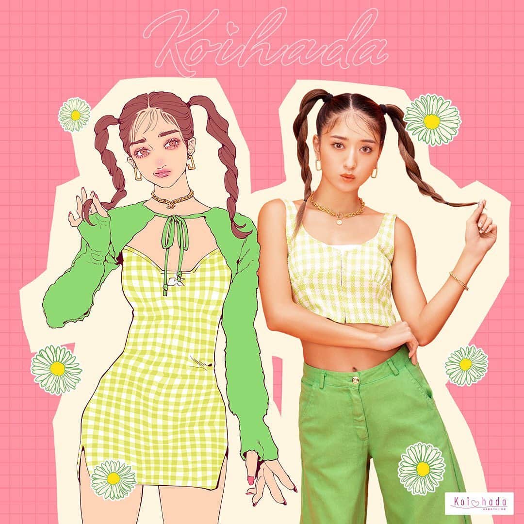 NAKAKI PANTZのインスタグラム：「🌼works🌼 全身脱毛サロン恋肌様(@koi_hada_jp ) の新ビジュアルとして、イメージキャラクターを務めるみちょぱさん描かせて頂いております。ありがとうございました！  ねじりツインのみちょぱさんが可愛くて、とても楽しく描かせて頂きました。春色コーデなWみちょぱさん、是非チェックしてみてください。  #artworks #恋肌」
