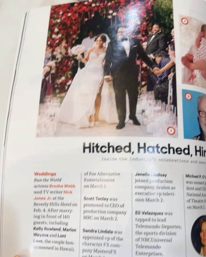 ブレシャ・ウェッブのインスタグラム：「Thank you @hollywoodreporter for mentioning our wedding in your annual #Oscars issue! I didn’t win a golden trophy, I got a CHOCOLATE one! 🍫😋 #MrsJones」