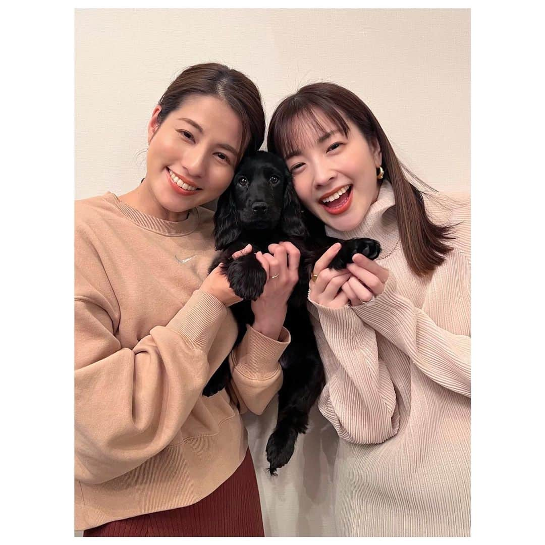 三上真奈のインスタグラム：「* 永島家のメルシーちゃんと🥺 なーんてかわいいんだ🥺 カメラ目線なメルシーちゃん🥺  先月の写真なので、 もっと大きくなってるのかなあ🐕‍🦺  きれいなお顔がゆーみんにそっくりで、 わんちゃんは飼い主に似るって本当なんだと 感動した1日でした☺️💛」