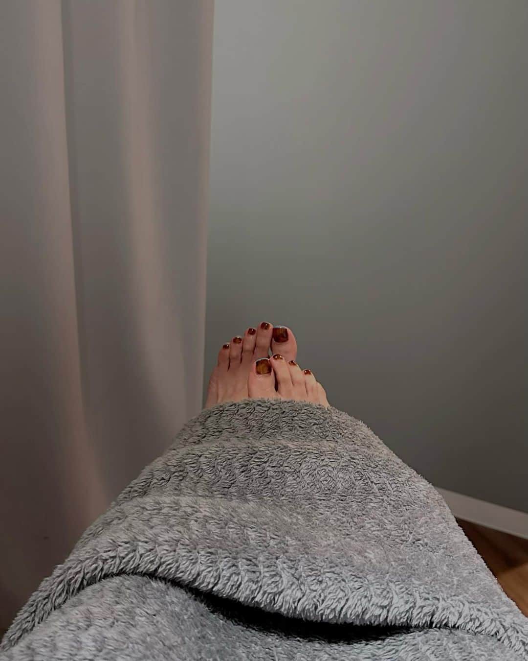 小田切恵子のインスタグラム：「Toenails🤎💙  @rounge_nail_shibuya  eyelashも一緒に👀  花粉で目がやられてるのでまつ毛が復活して少し生き返りました🥹  今年の花粉最強すぎる🌲  #toenails」