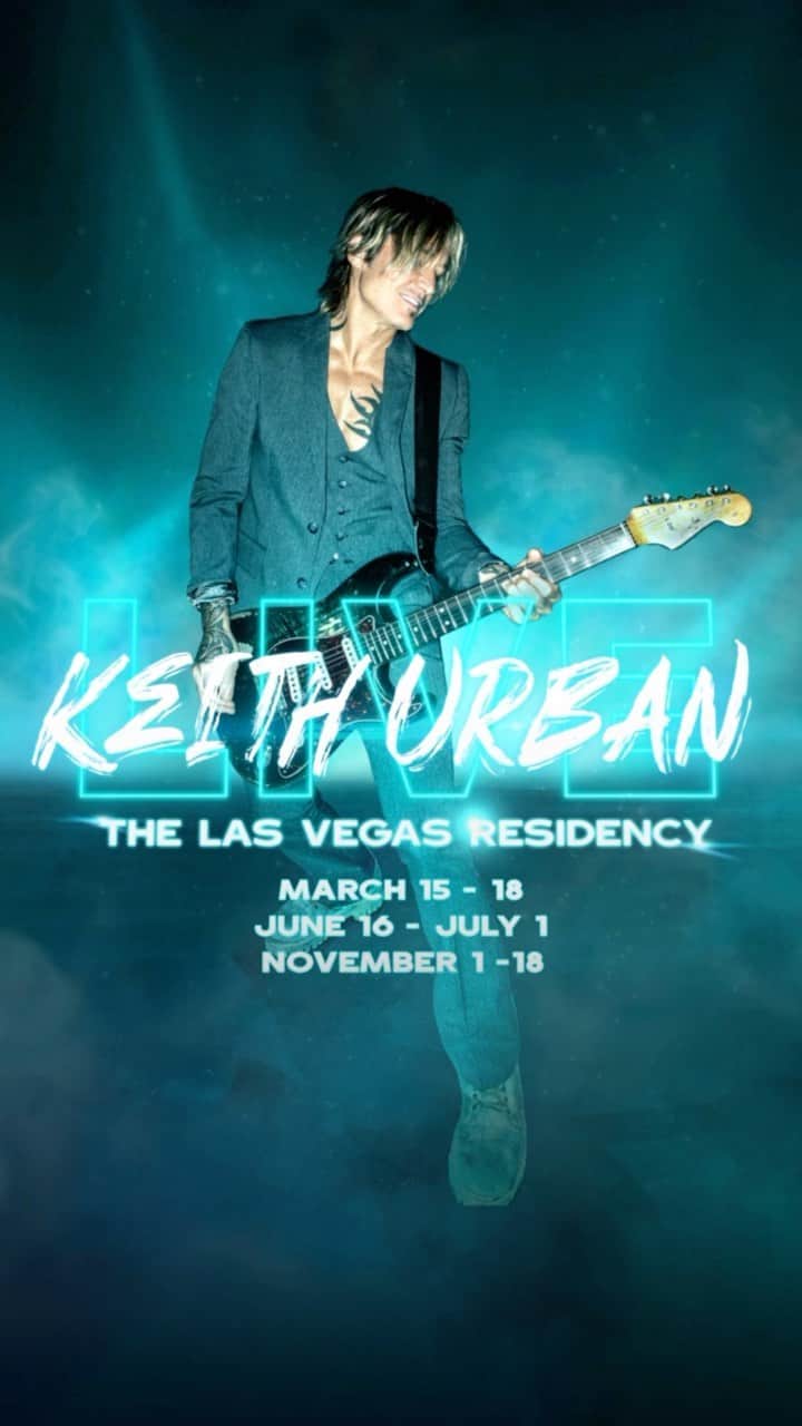 のインスタグラム：「we’re gonna keep this party going, Vegas !!!! new dates just added for November 1 - 18. keithurban.com  ⚡️ Ville presale begins tomorrow, March 15 @ 10am PT.  ⚡️ Tickets on sale Saturday, March 18」