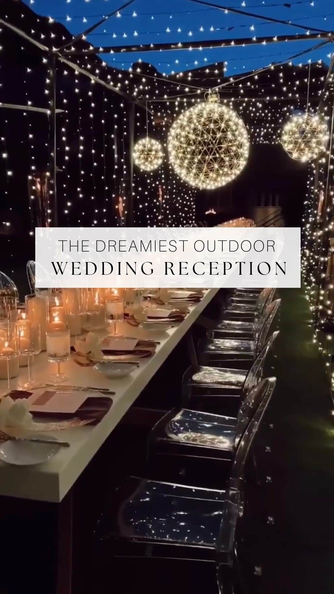 WEDDING APPARELのインスタグラム：「Wedding theme: Starry night ✨  Wait for the dreamiest day-to-night wedding reception transformation, which will have you in awe! Are you incorporating twinkle lights into your big day? Let us know in the comments below👇  Planner: @luxurybybts_  #luxurywedding #luxuryweddings #luxuryweddingdecor #weddingdecor #weddingdesign #weddingreception #weddingreceptiondecor #twinklelights #romanticwedding #weddingplanning #weddinginspo #outdoorweddingreception #weddingideas #weddingday #summerwedding #weddinginspiration #weddingwednesday #weddingdecor #weddingdecoration #gardeninspo #dreamwedding #beforeandafter #weddingtransformation」