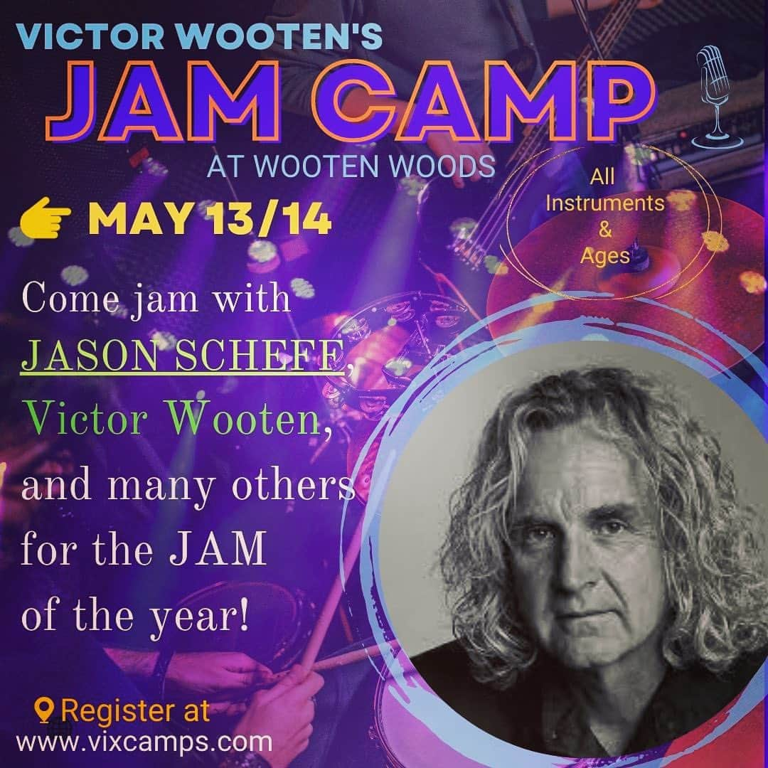 ヴィクター・ウッテンのインスタグラム：「Jason Scheff - former writer, vocalist, and bassist for the multi-platinum band Chicago. Yes! He’ll be there, too. Come Jam With Us!」