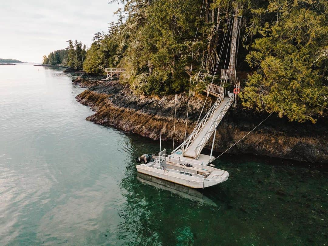 サイモン・ネスマンさんのインスタグラム写真 - (サイモン・ネスマンInstagram)「Off-grid boat access @cedarcoastcentre: When the North Pacific winter storms batter the coastline our dock is raised out of the water with a series of pulleys and a hand powered winch. When spring arrives the winter swells subside and we lower the dock to welcome guests for another busy operating season. It’s all part of living off-grid in a remote area— it requires working within the cycles of nature— a practice that inherently strengthens our connection with nature. Supporting this connection for our guests is a fundamental purpose underlying everything we do at the Cedar Coast Arts and Ecology Centre.   Photo: @circa_1983   #offgrid #nature #natureretreat #cedarcoast #tofino #ecology」3月15日 7時53分 - simon.nessman