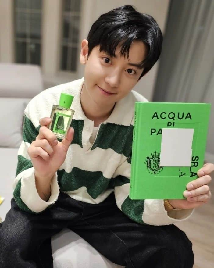 チャニョル さんのインスタグラム写真 - (チャニョル Instagram)「🐢🦖🍏🍈💚  @acquadiparma_official @design.by.samuelross @sr.asr.a #아쿠아디파르마 #AcquadiParma #SRA #ColoniaLimitedEdition #ColoniadesignedbySRA #AD」3月15日 17時12分 - real__pcy