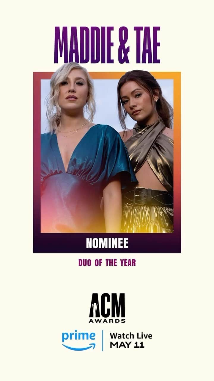 Maddie & Taeのインスタグラム：「It’s a good day to have a good day!! Duo of the Year nomination at the #ACMawards! Honored to be nominated once again next to so many talented people. Can’t wait for the show!」