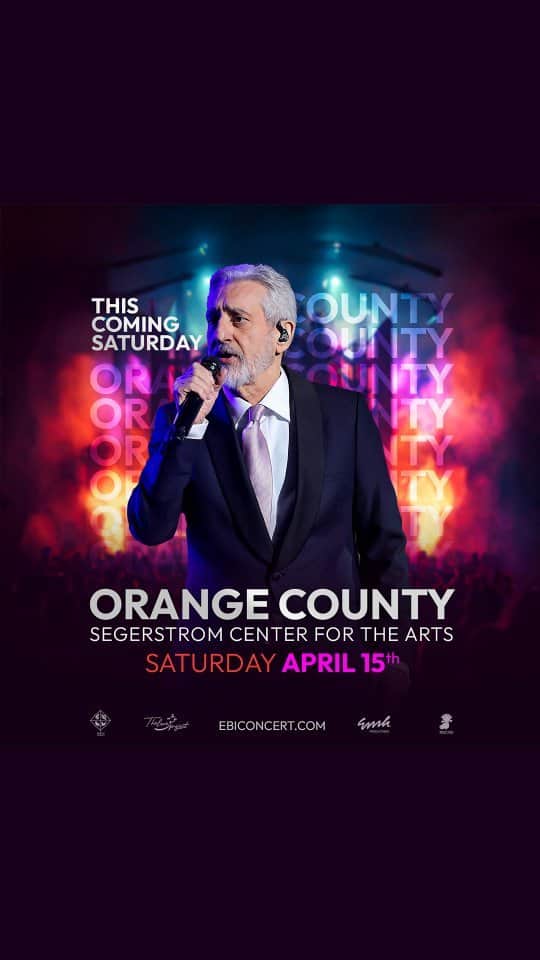 Ebiのインスタグラム：「This coming Saturday, April 15th, 2023, Live in Orange County at @segerstromarts 🔥 . همین شنبه در کنار شما خواهم بود❤️ . Select your seat at Ebiconcert.com  Info line: 424 577 3030  . #Ebi #OrangeCounty #Theloveproject #Withyoufoundation #Emhproductions #WomenLifeFreedom #IranRevolution #کنسرت #اورنج_کانتی #ابی #پروژه_عشق」