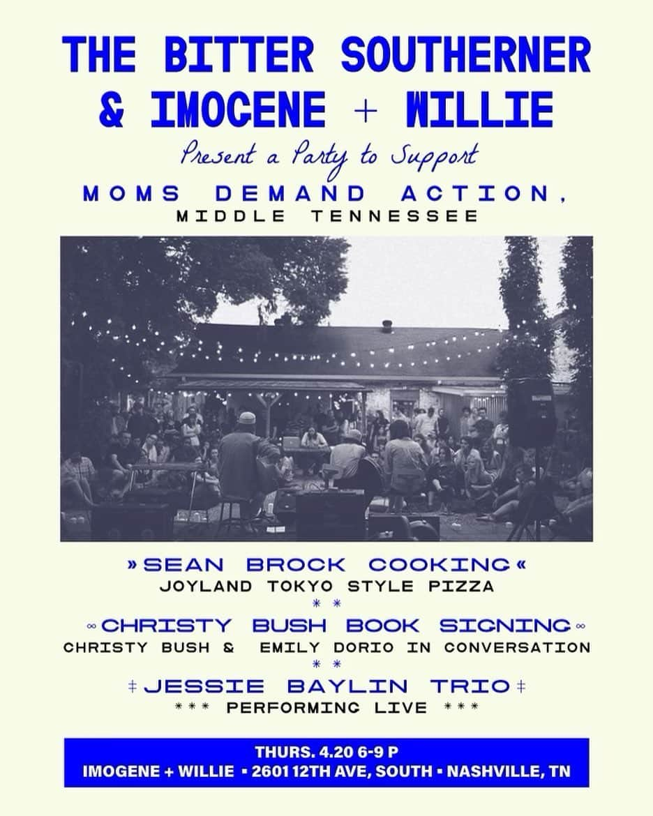 ジェシー・ベイリンさんのインスタグラム写真 - (ジェシー・ベイリンInstagram)「next Thursday ~ in Nashville, T.N. please join @bittersoutherner + @imogeneandwillie as they host a party to support Moms Demand Action of Middle Tennessee.  Familiar photographer @christybush_public  will be there to sign her gorgeous book as well as talk with my girl @emilydorio  about being photographers and moms and art as protest.   & then I’ll sing to you 🤍 & @hseanbrock will make you pizza ~   Come out for a really special spring evening, a good time and a critical cause. I can’t wait xx」4月14日 1時41分 - jezziebaylin