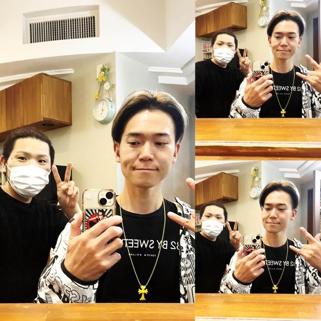 SHINPEIのインスタグラム：「髪にふんわりボリューム感を与えるカットと、前髪カラーの直し ⁡ 山田くん、いつもSUPER GOOD JOB！ありがとう〜 ⁡ #CORE #新宿CORE」