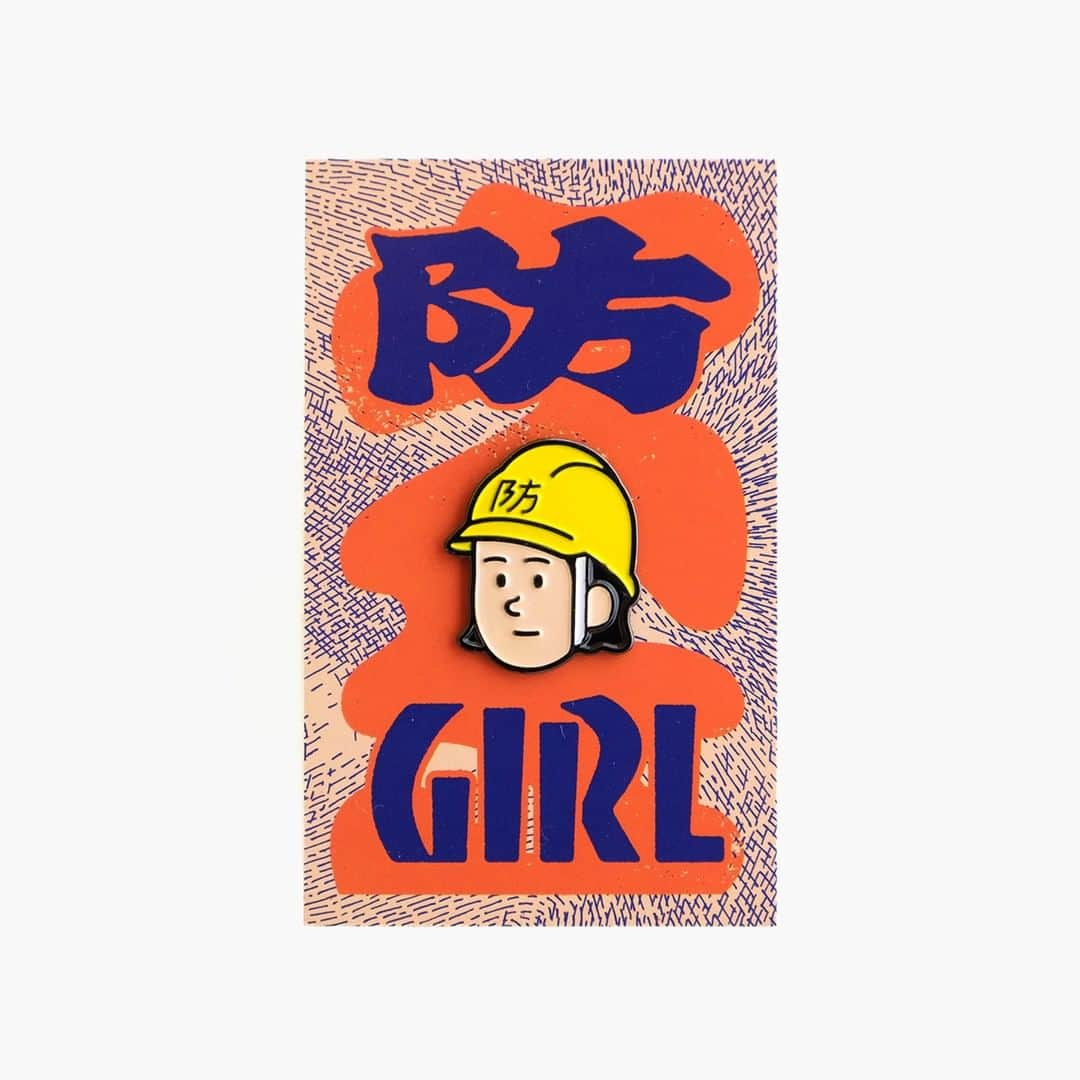 岡村優太のインスタグラム：「"防GIRL" pins  Product : VOU @voukyoto Package Design : Mieno Ryu @mienoryu Illustration : Okamura Yuta @okamurayuta  #voukyoto #pins」