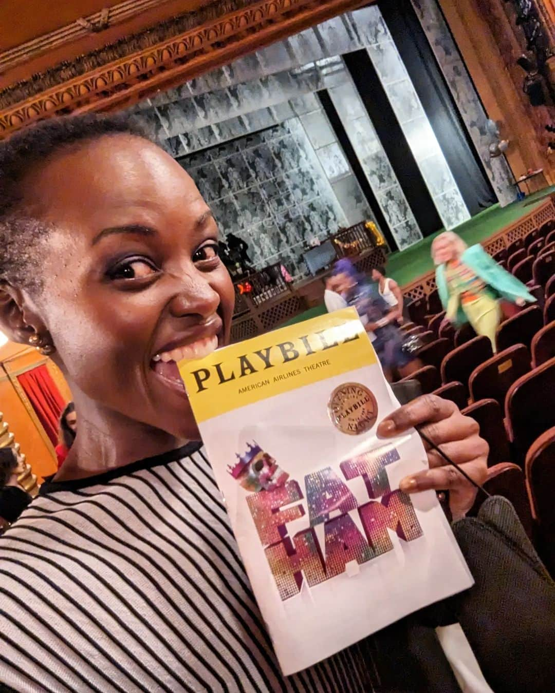 ルピタ・ニョンゴのインスタグラム：「I ATE UP @fathambway! And you will too. This one is for repeat viewing!!!! : So incredibly proud of my chosen blood @saheemscene on his FUN, FUNNY & FABULOUS Broadway directorial debut.  : @jwijames the playwright gives us no choice but to show up and shake with laughter.  : And the CAST is PRECIOUS」