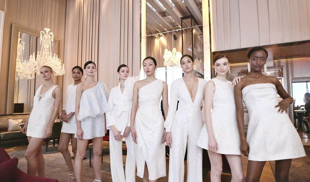 サッチン+バビのインスタグラム：「Look at these angels from our Bridal presentation at the Baccarat Hotel. While the gowns are the main event these looks are perfect for all the moments before and after the big day.」