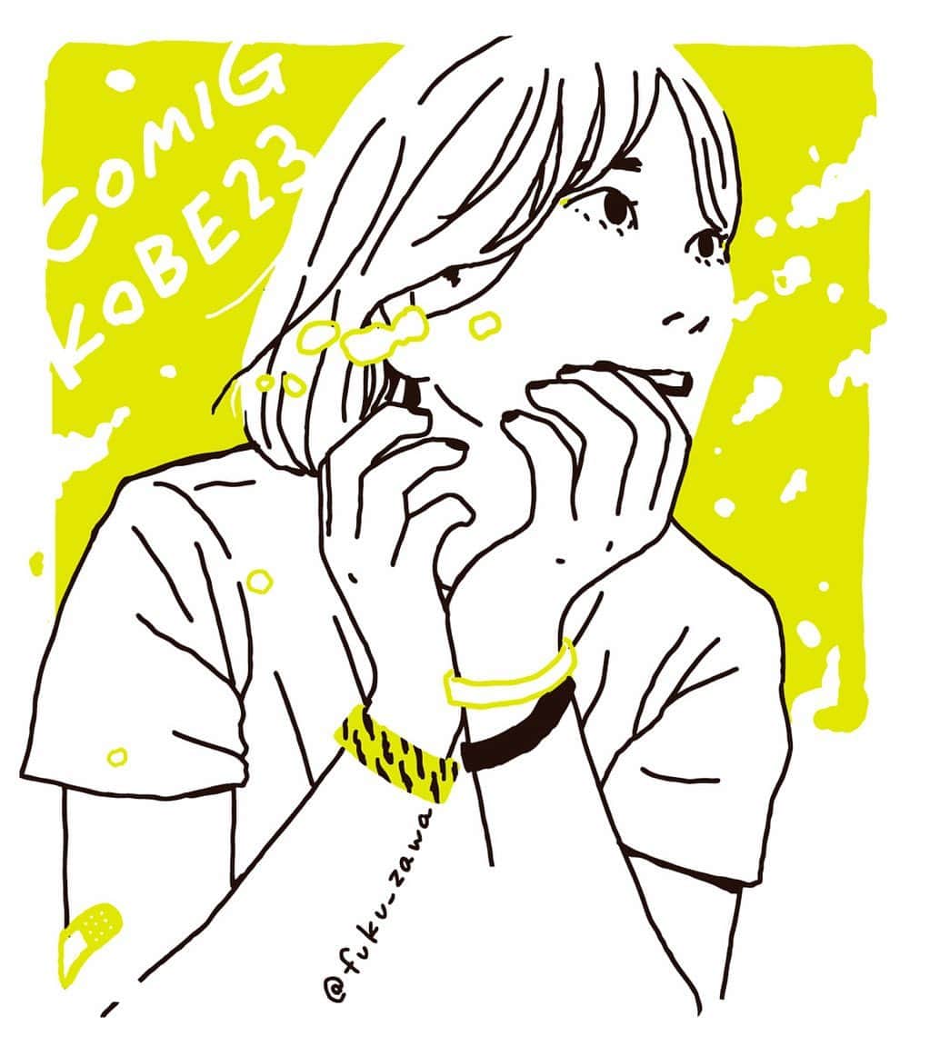 フクザワのインスタグラム：「カミコベTシャツかかせてもろたわーいわーいわーい！ #comingkobe #カミコベ #Tシャツ #illustration #japanesegirl」