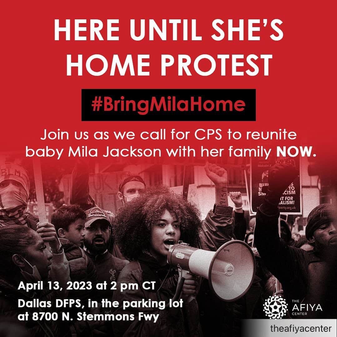 ビジー・フィリップスさんのインスタグラム写真 - (ビジー・フィリップスInstagram)「THIS IS ALSO FIGHTING FOR REPRODUCTIVE JUSTICE! DALLAS! IF YOU CAN, PLEASE SHOW UP TODAY!!!!  Repost @theafiyacenter : DALLAS! Show up TODAY at 2 pm CT to demand that CPS return baby Mila to her family. We need all y’all to show UP for this family and prove to CPS that they won’t get away with ripping Mila from her loving family. We cannot ignore attacks on Black families, PERIOD.  We’re gathering at the parking lot of 8700 N. Stemmons Freeway by the Wyndham Hotel and police tower, then we’ll rally at the Dallas DFPS building at 3 pm CT. #justiceformilajackson #bringmilahome」4月13日 23時25分 - busyphilipps